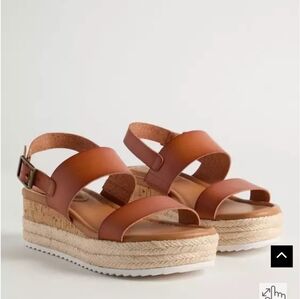 Brown Leather Wedge Sandals
